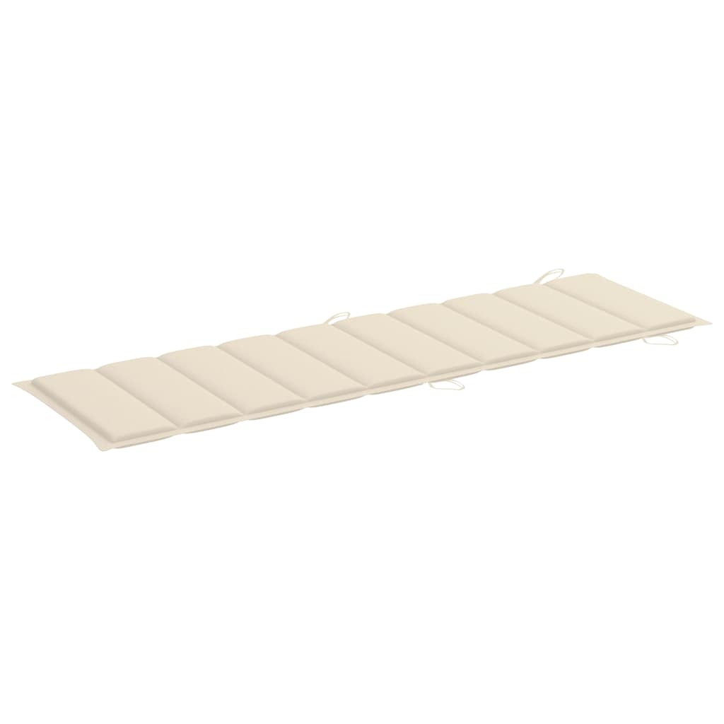 Garden sun lounger with cushion in solid acacia wood