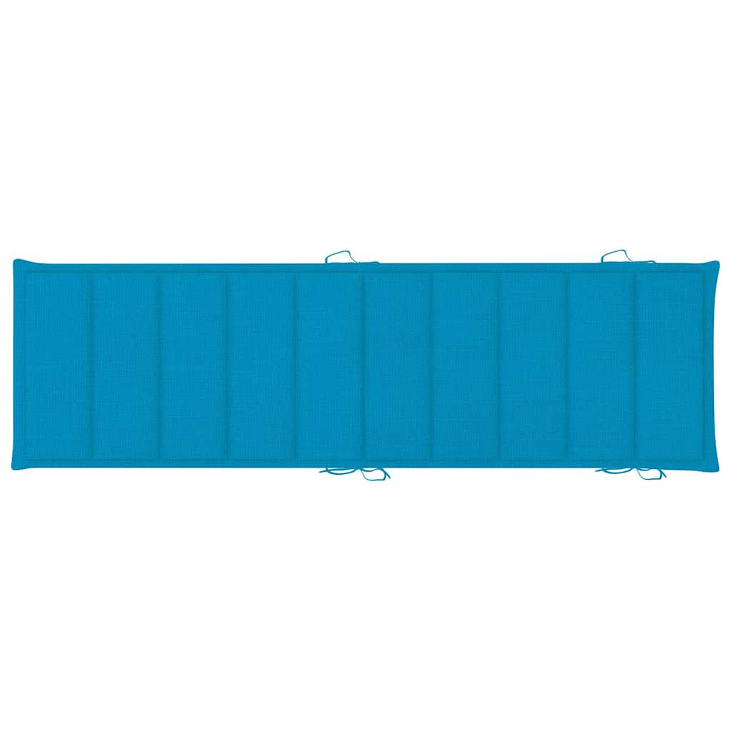 Garden sun lounger with cushion in solid acacia wood