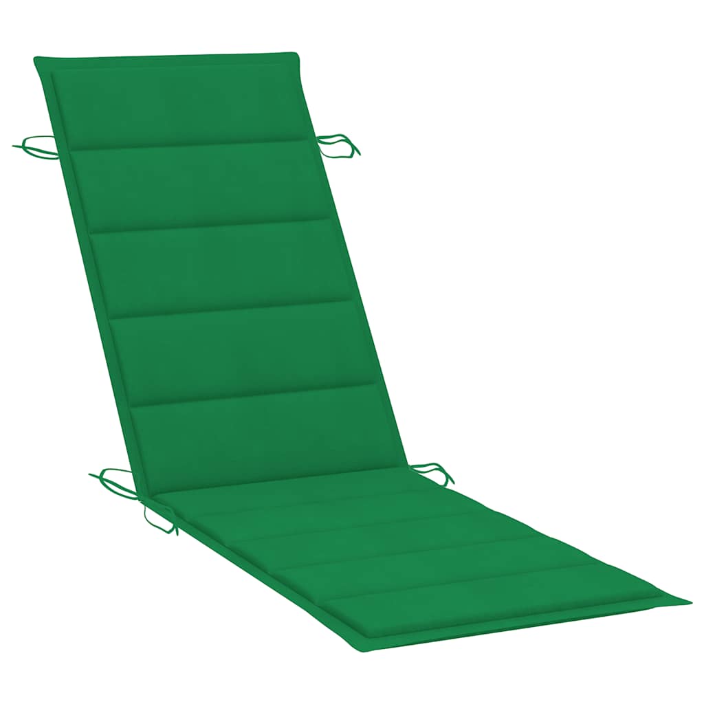 Garden sun lounger with cushion in solid acacia wood