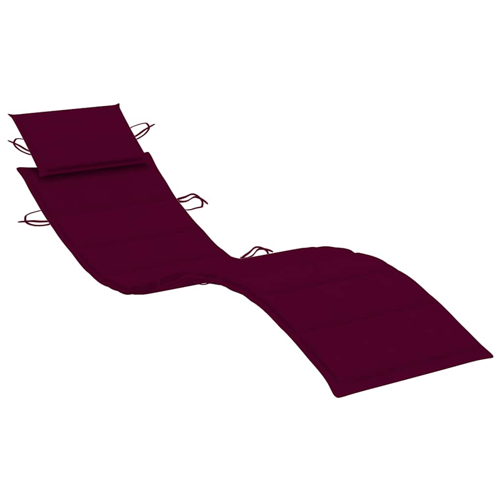 Garden sun lounger with cushion in solid acacia wood