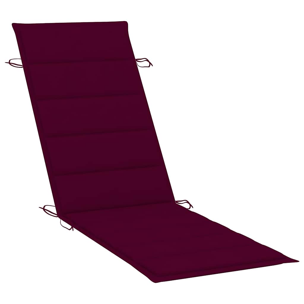 Garden sun lounger with cushion in solid acacia wood