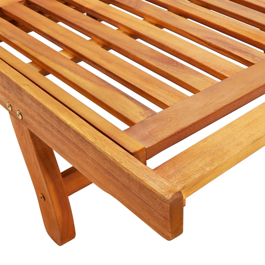 Garden sun lounger with cushion in solid acacia wood