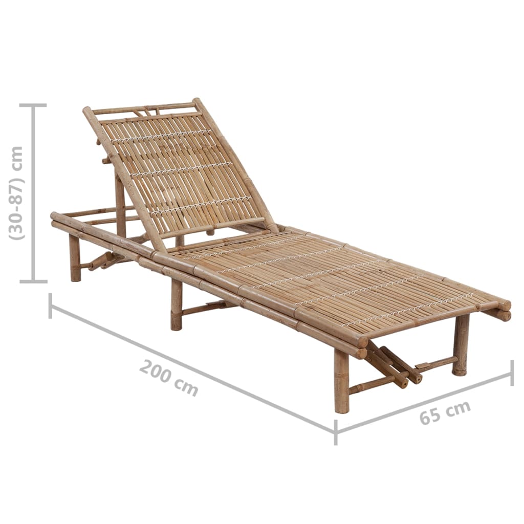Garden lounger with bamboo cushion