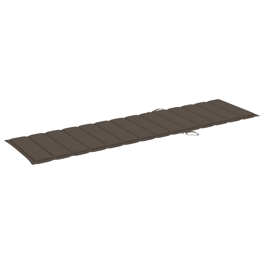 Sun lounger with ash-gray cushion, solid teak wood