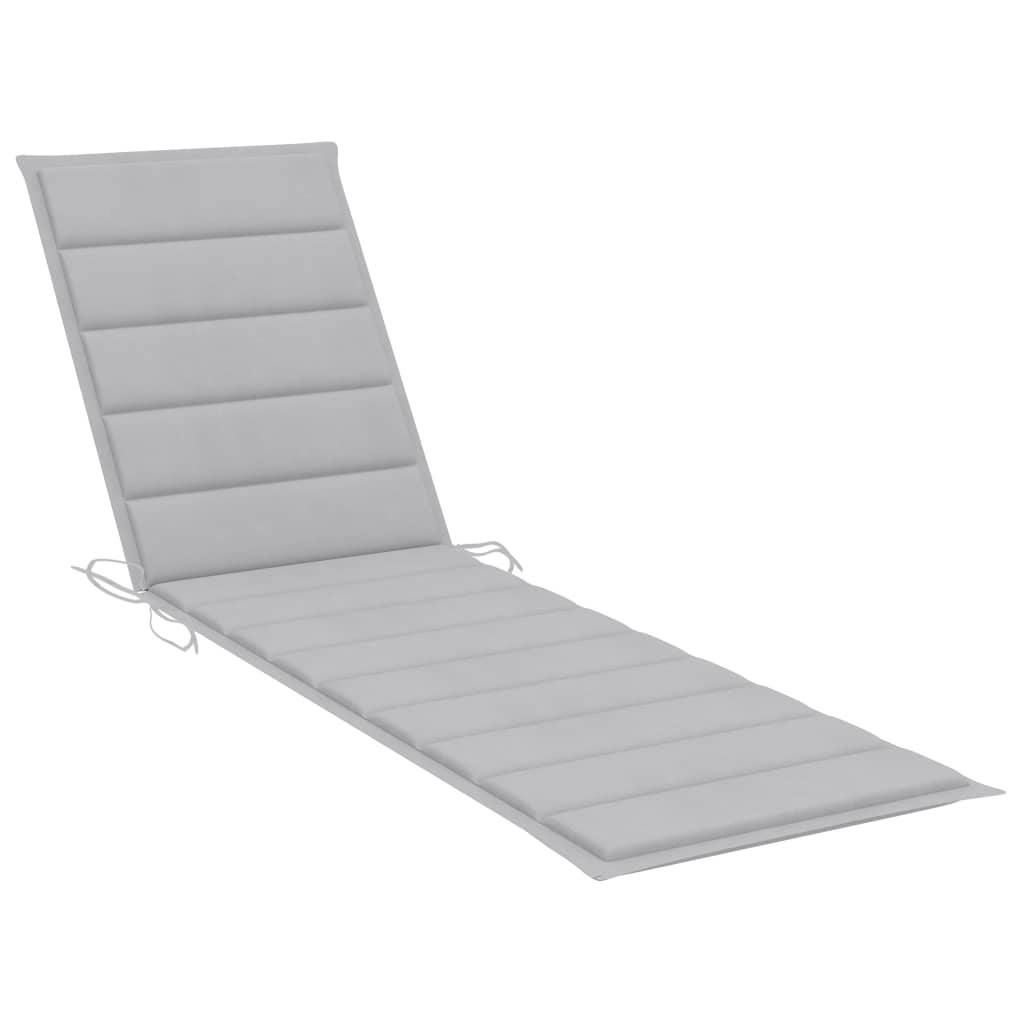 Sun lounger with table and cushion in solid teak wood