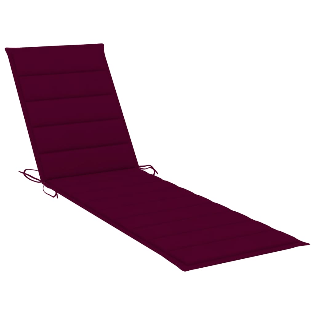 Sun lounger with table and cushion in solid teak wood