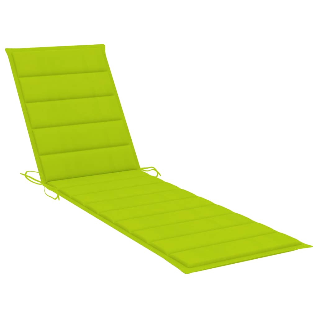 Sun lounger with table and cushion in solid teak wood
