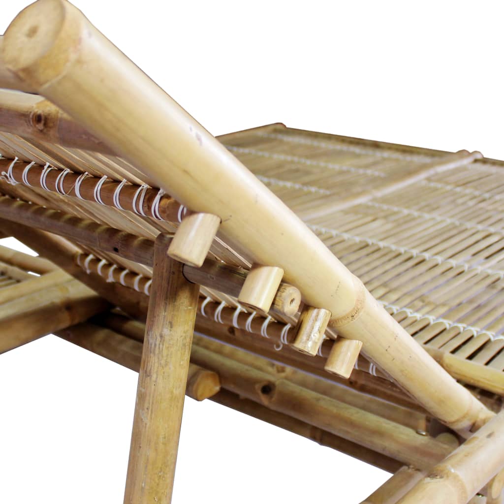 Bamboo sun lounger with cushions for 2 people
