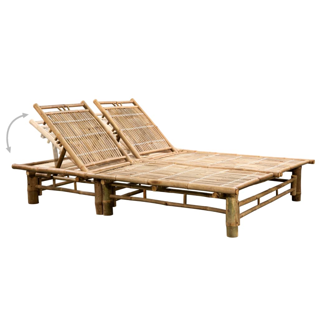 Bamboo sun lounger with cushions for 2 people