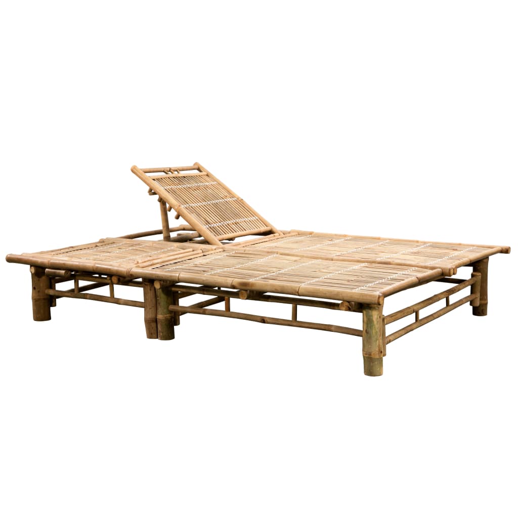 Bamboo sun lounger with cushions for 2 people