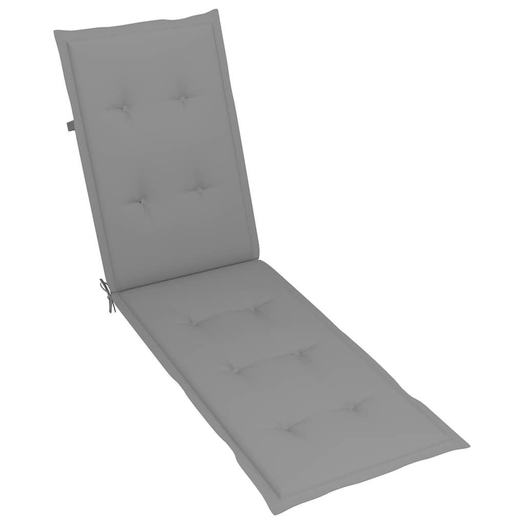 Outdoor sun lounger with footrest and solid acacia cushion