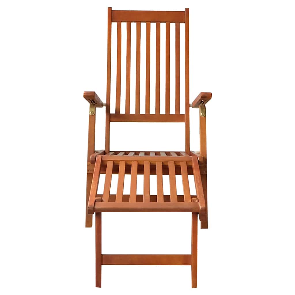 Outdoor sun lounger with footrest and solid acacia cushion