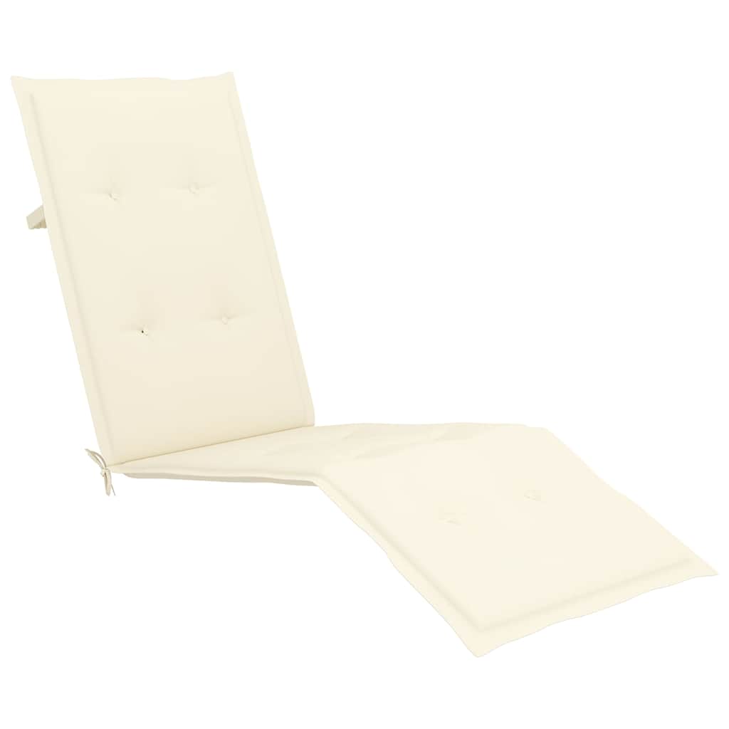 Outdoor sun lounger with footrest and solid acacia cushion