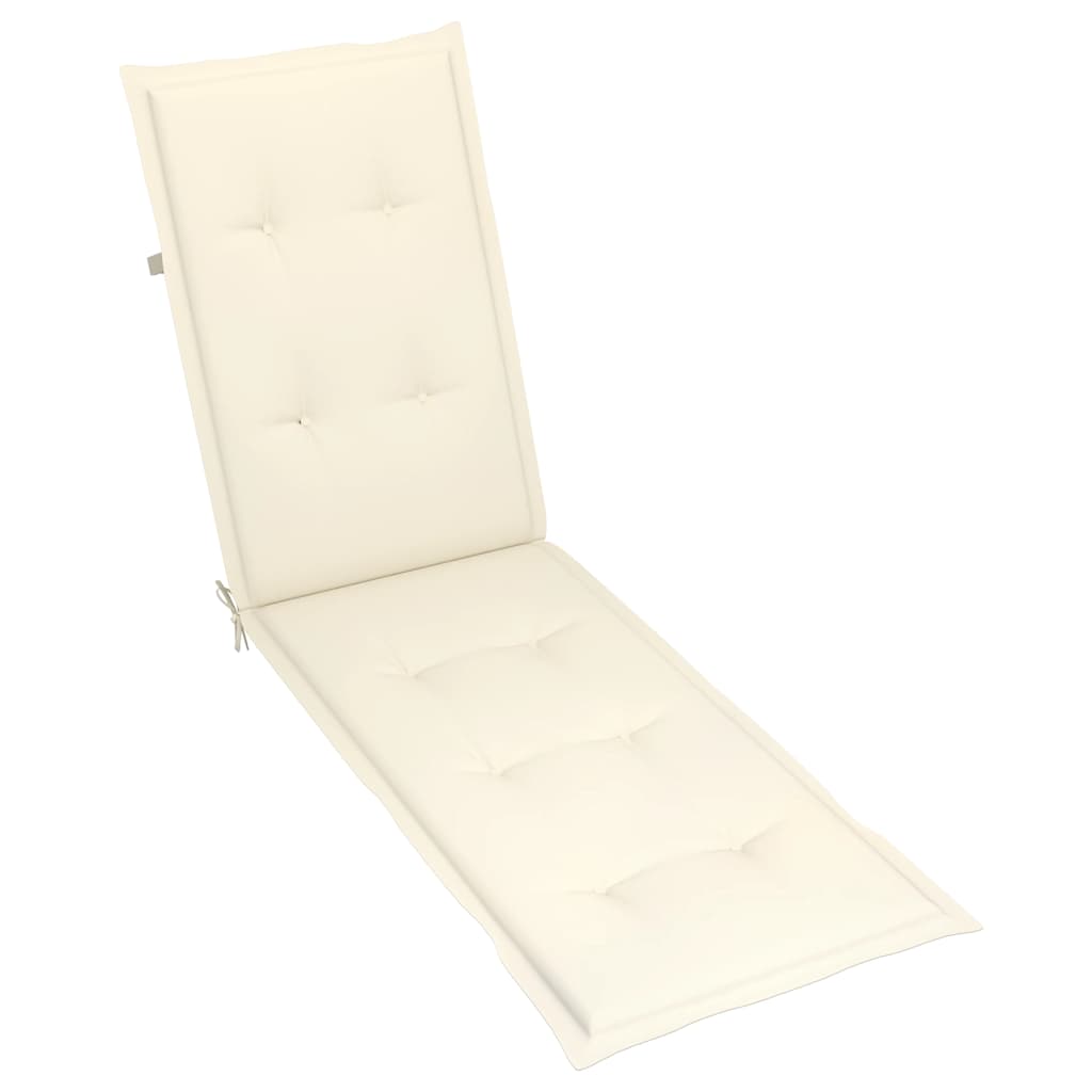 Outdoor sun lounger with footrest and solid acacia cushion