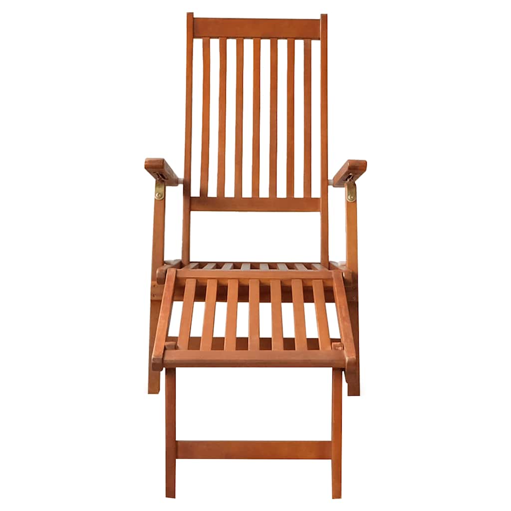 Outdoor sun lounger with footrest and solid acacia cushion