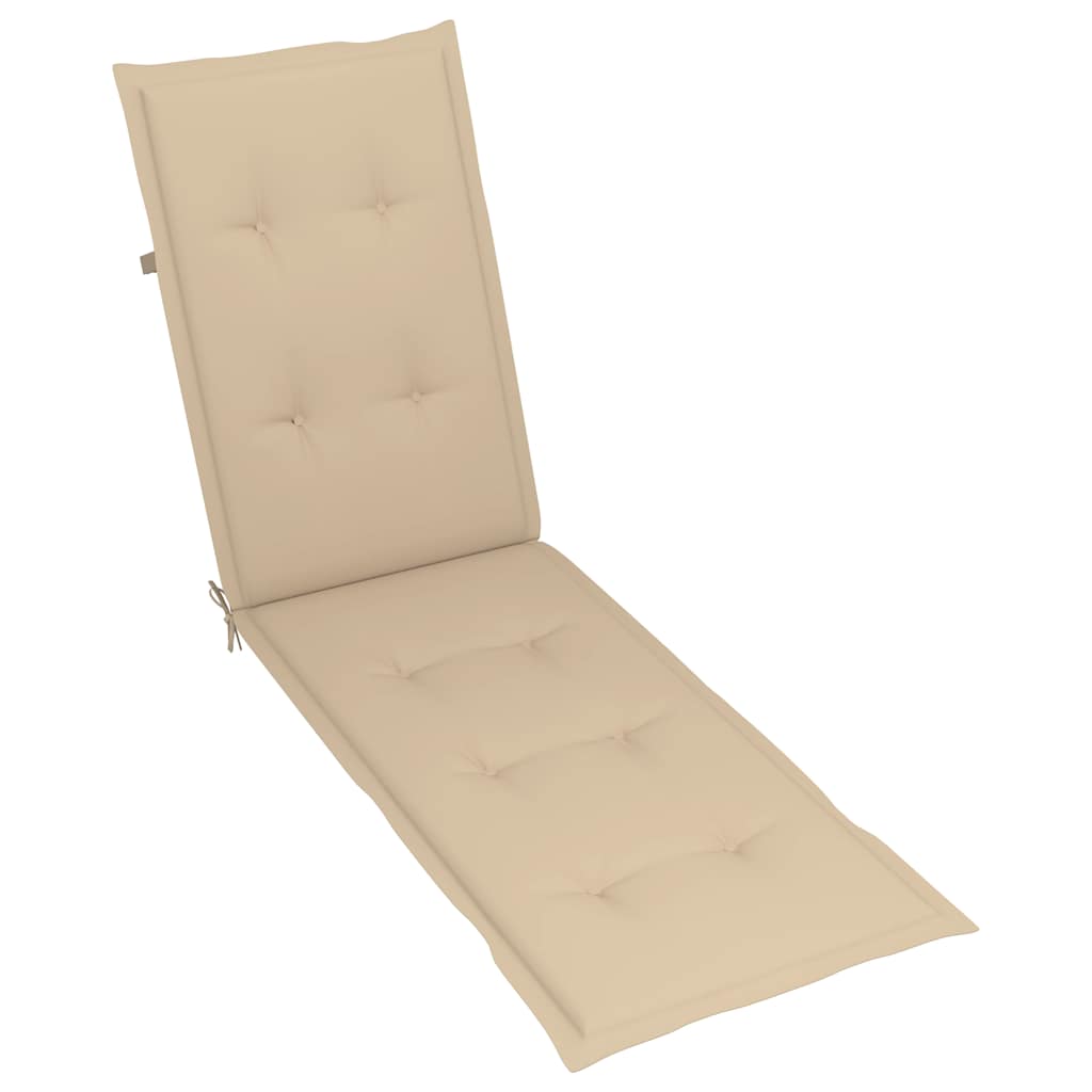 Outdoor sun lounger with footrest and solid acacia cushion