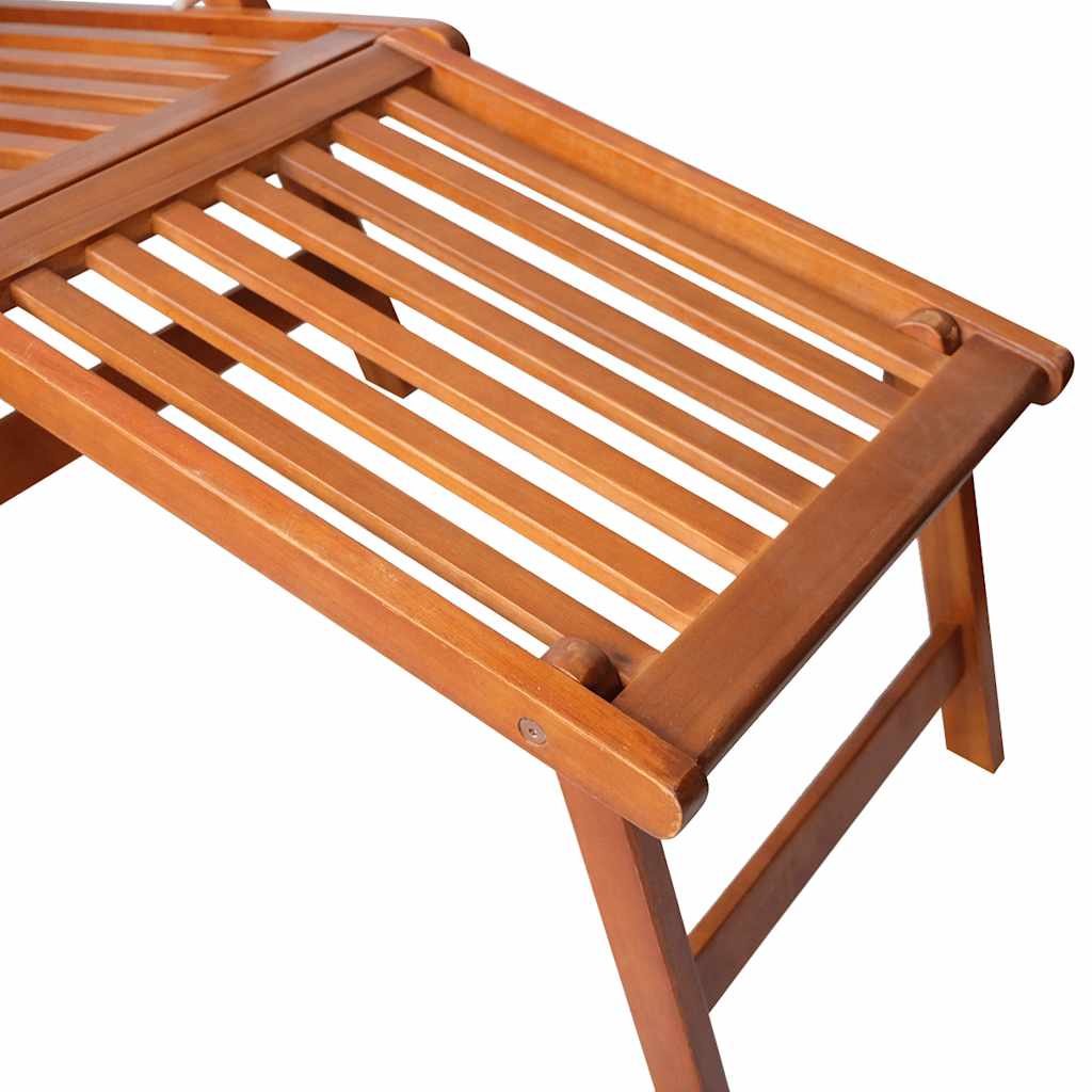Outdoor sun lounger with footrest and solid acacia cushion