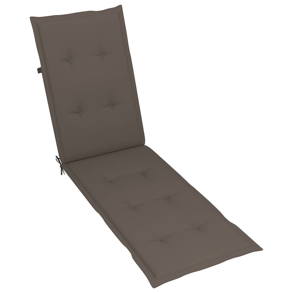 Outdoor sun lounger with footrest and solid acacia cushion