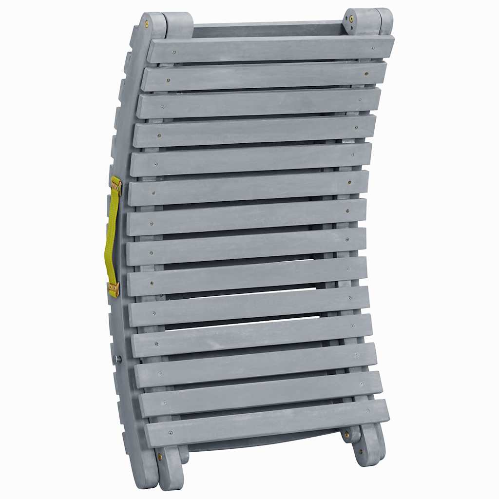 Sun lounger with cushion in solid acacia wood, grey