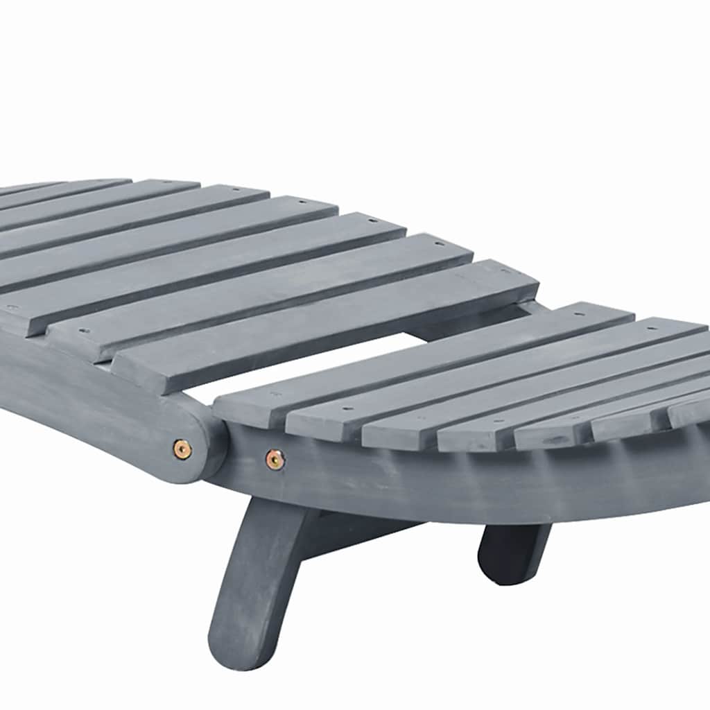 Sun lounger with cushion in solid acacia wood, grey