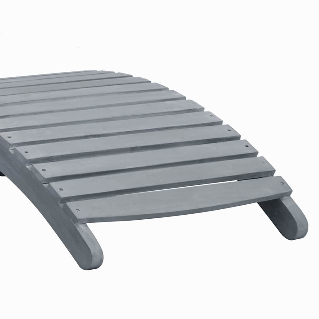 Sun lounger with cushion in solid acacia wood, grey