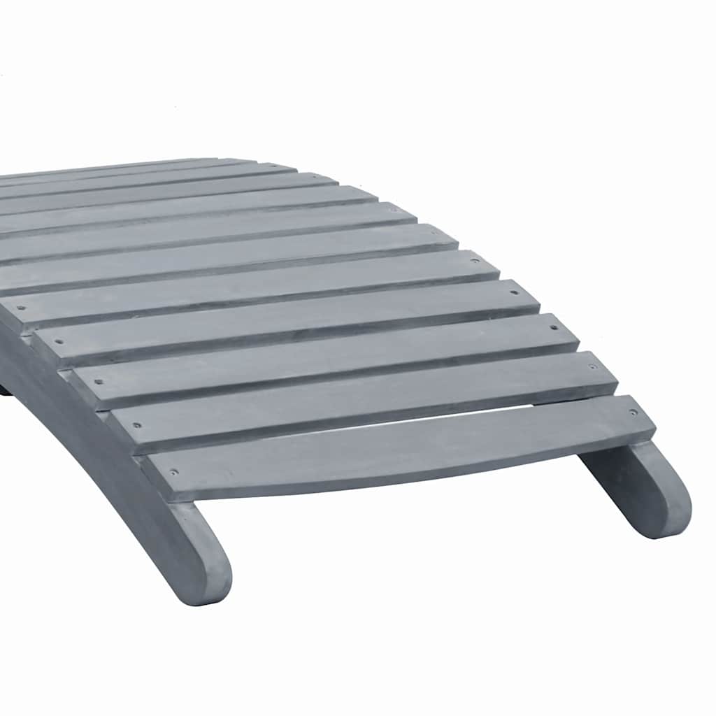 Sun lounger with cushion in solid acacia wood, grey
