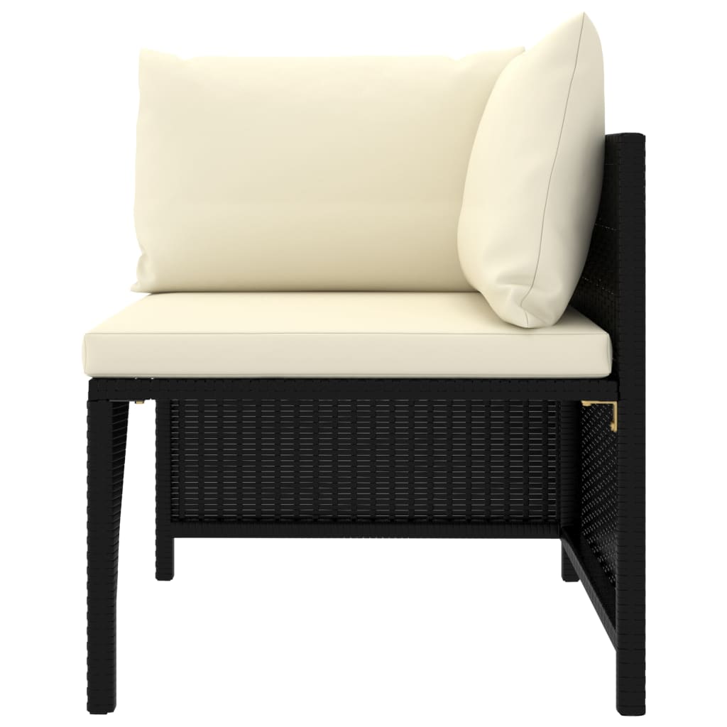 10 pcs conjunto lounge de jardim c/ almofadões vime PE preto
