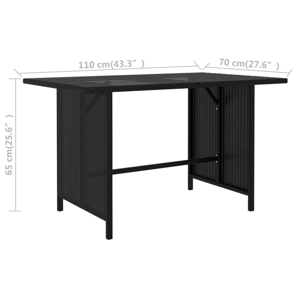 10 pcs conjunto lounge de jardim c/ almofadões vime PE preto