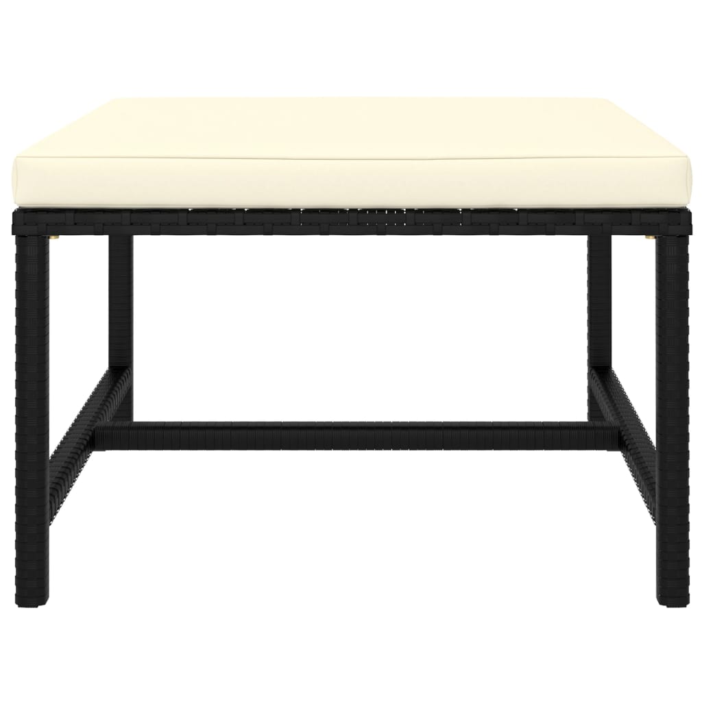 10 pcs conjunto lounge de jardim c/ almofadões vime PE preto
