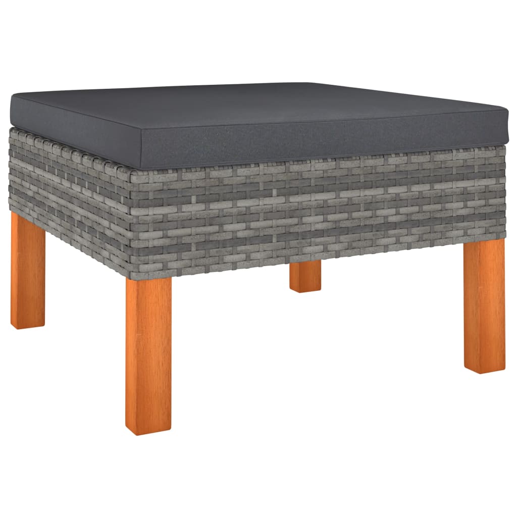 10 pcs conjunto lounge de jardim c/ almofadões vime PE cinzento