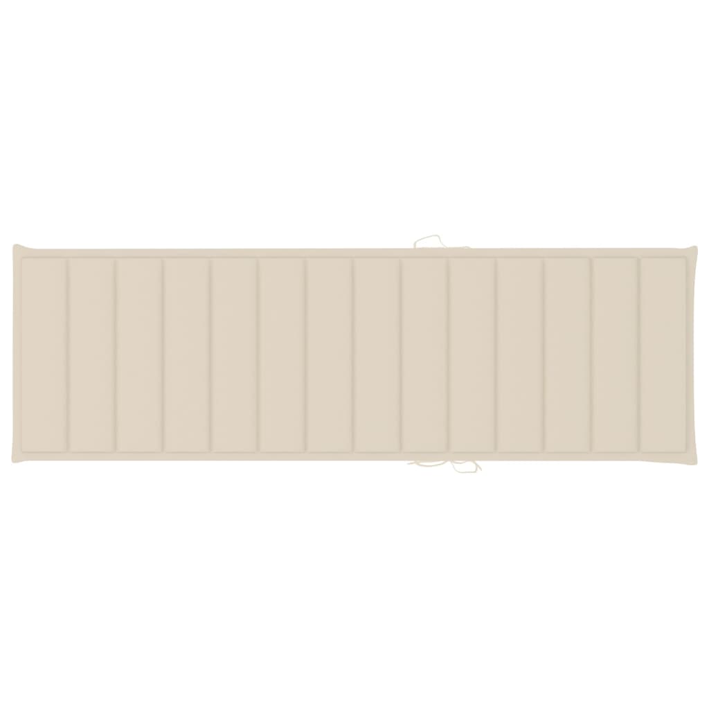 Sun lounger with cream-colored cushion in impregnated pine