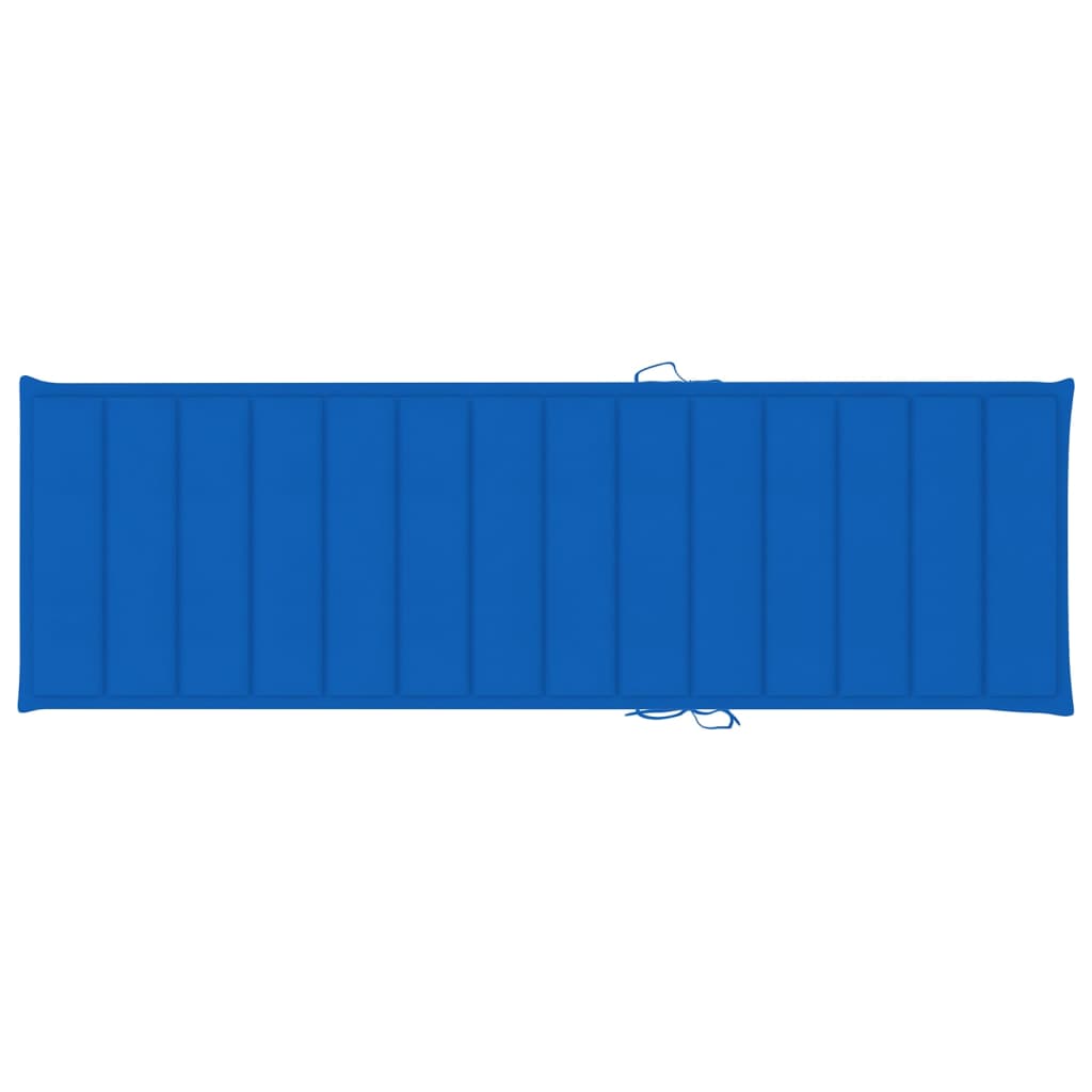 Sun lounger with royal blue impregnated pine cushion