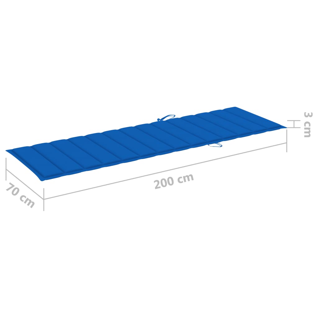 Sun lounger with royal blue impregnated pine cushion