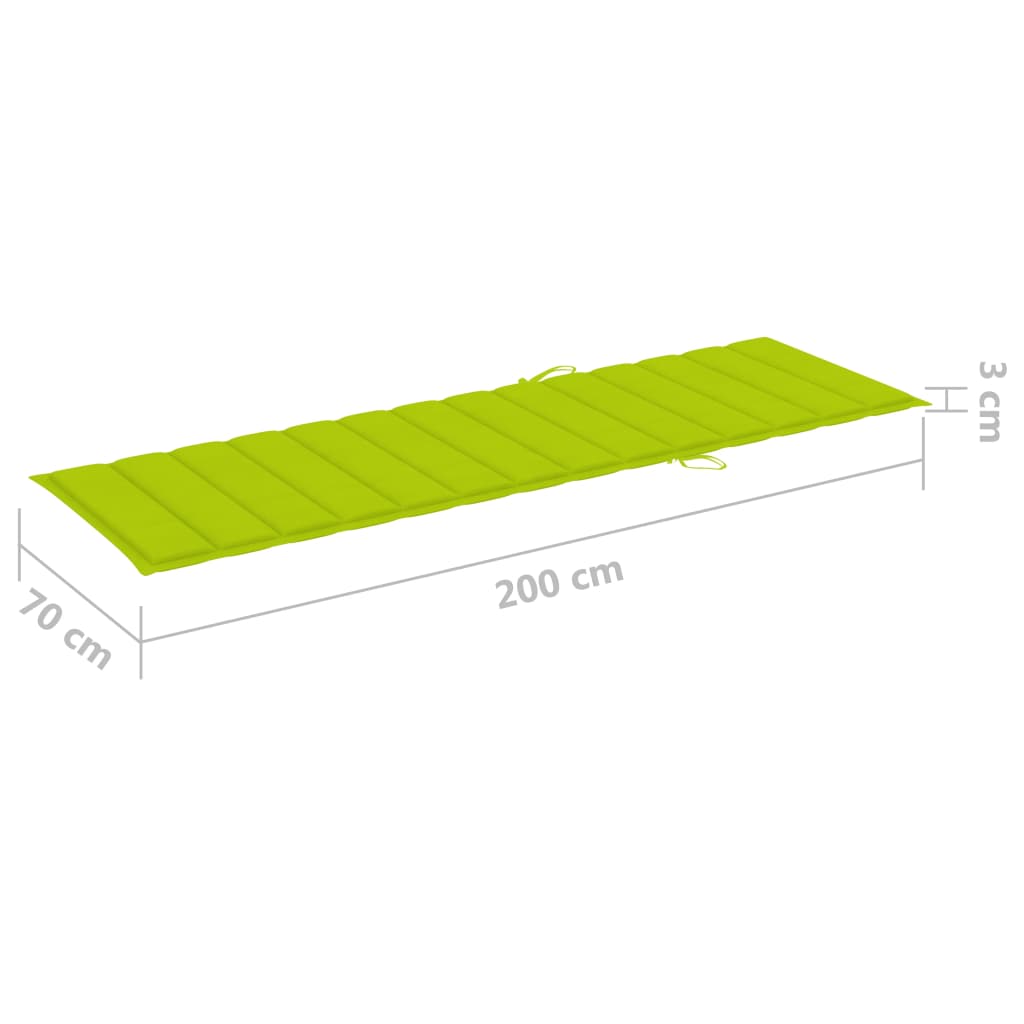 Sun lounger with bright green cushion in impregnated pine