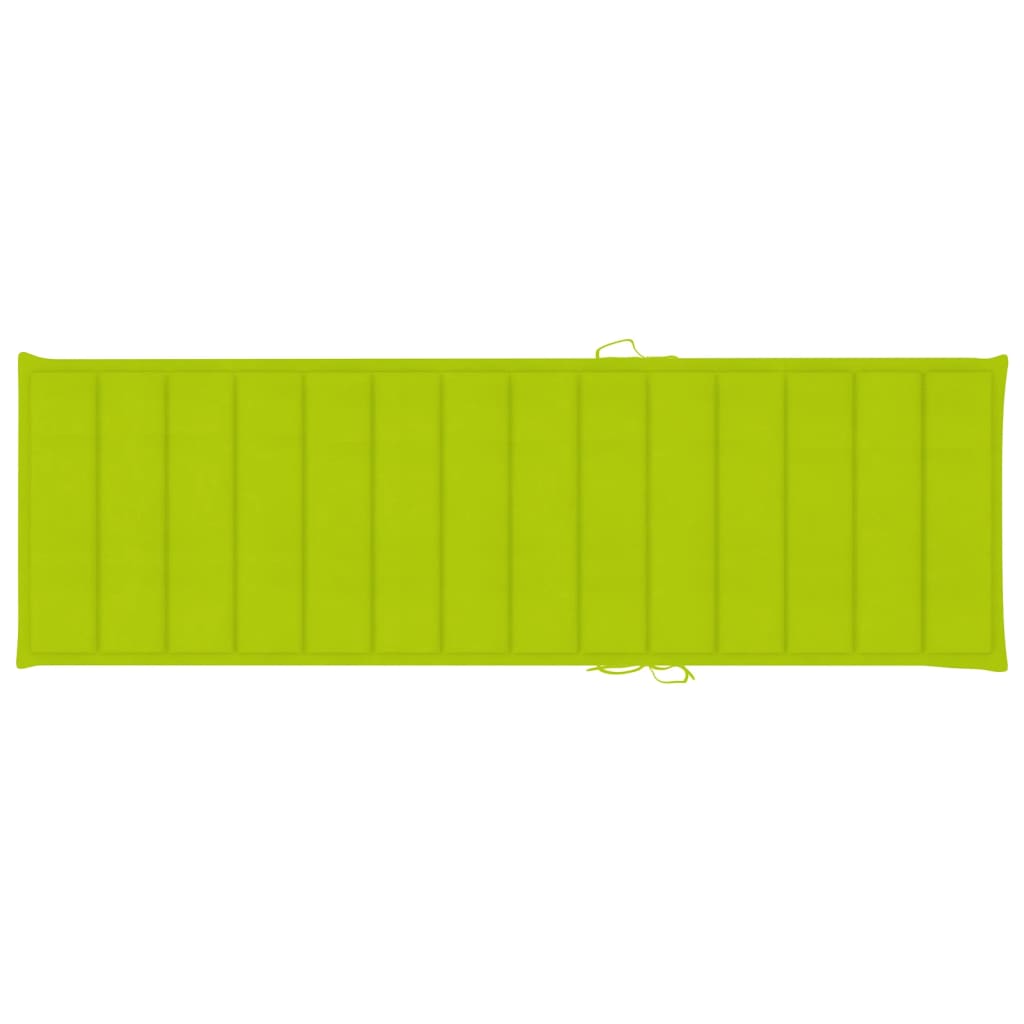 Sun lounger with bright green cushion in impregnated pine