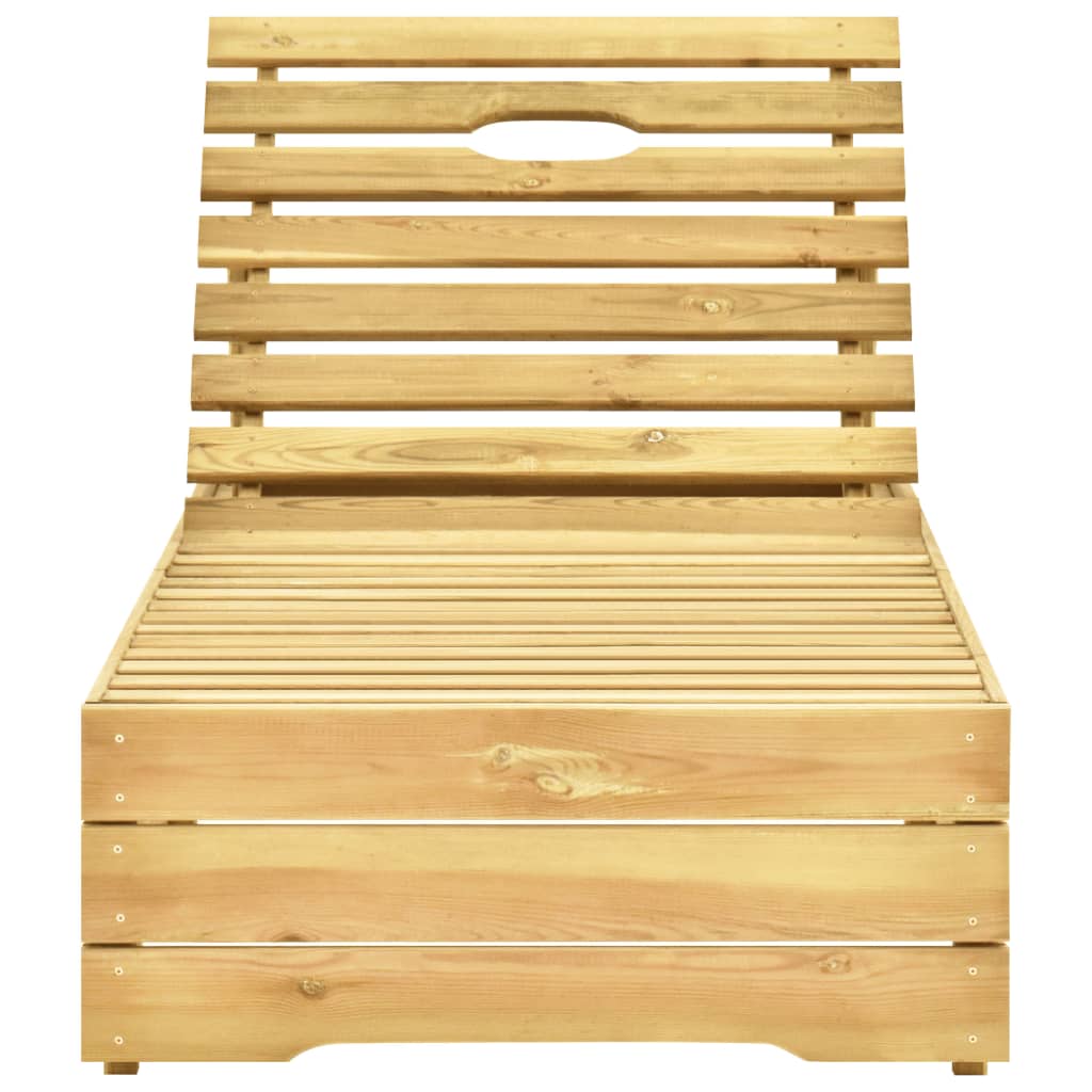 Sun lounger with green impregnated pine cushion
