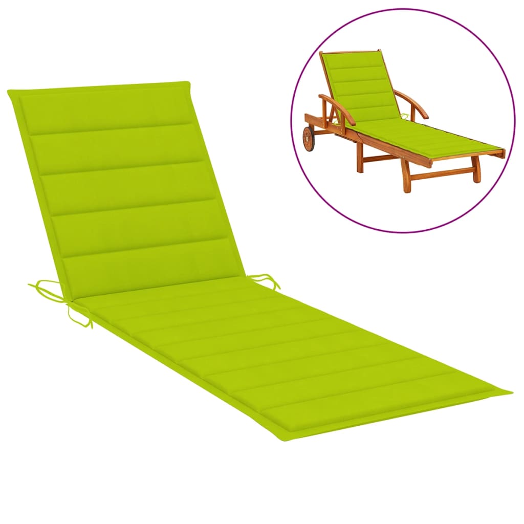 Double sun lounger with glossy green cushions in impregnated pine.
