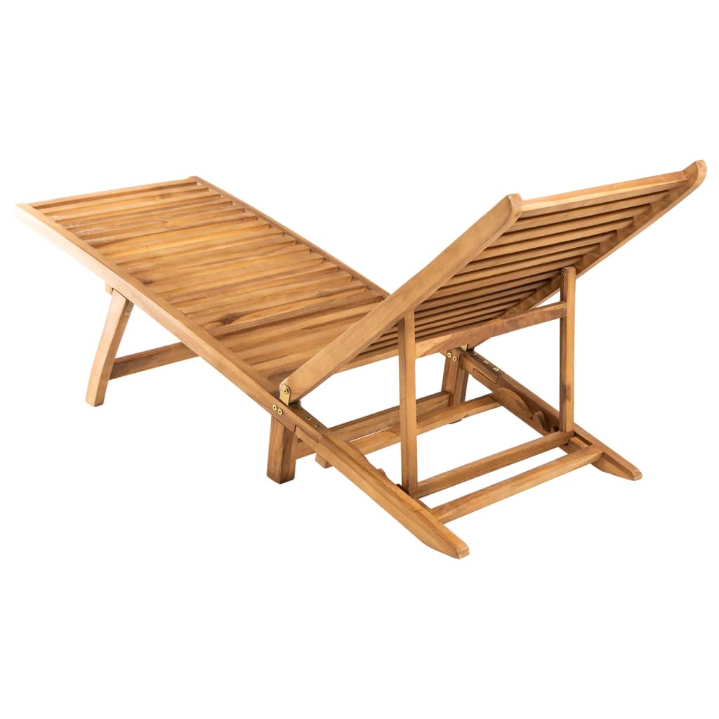 Solid teak wood sun lounger