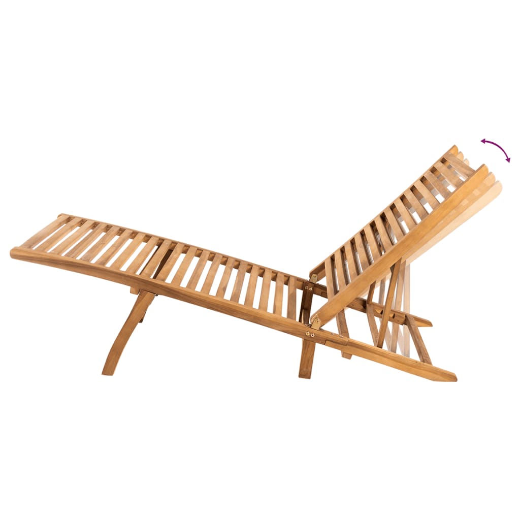 Solid teak wood sun lounger