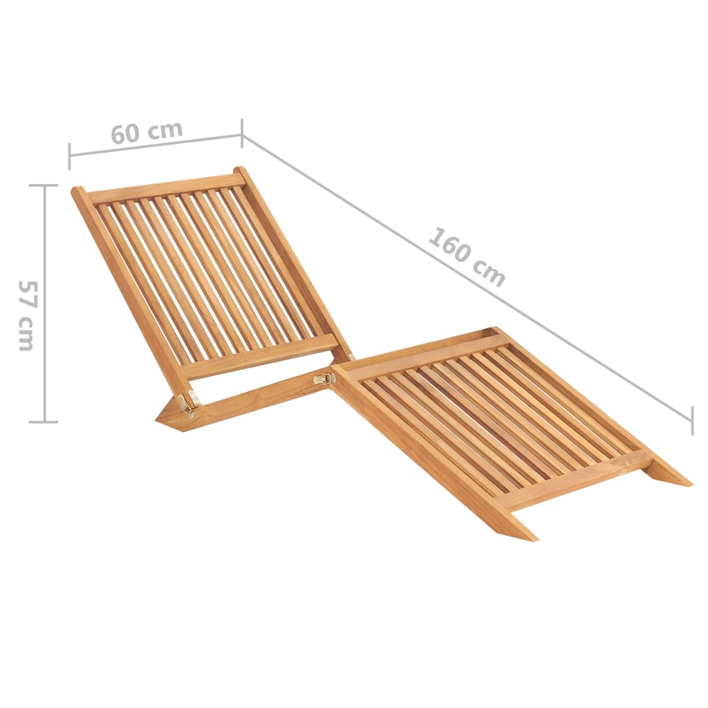Solid teak wood sun lounger