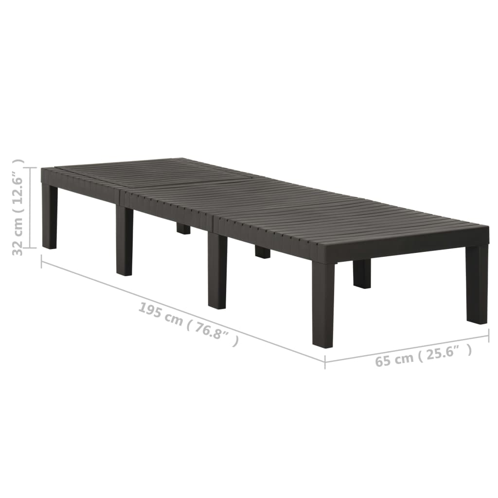 Anthracite plastic sun lounger