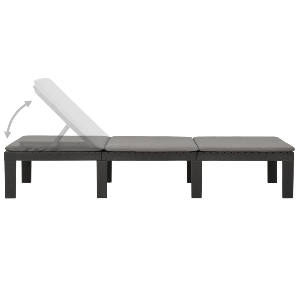 Deckchair with anthracite plastic cushion