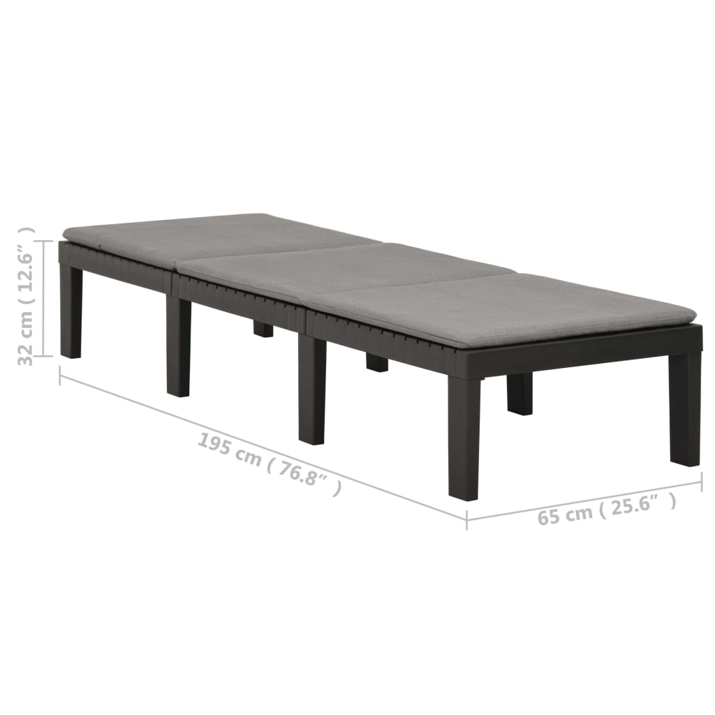 Deckchair with anthracite plastic cushion
