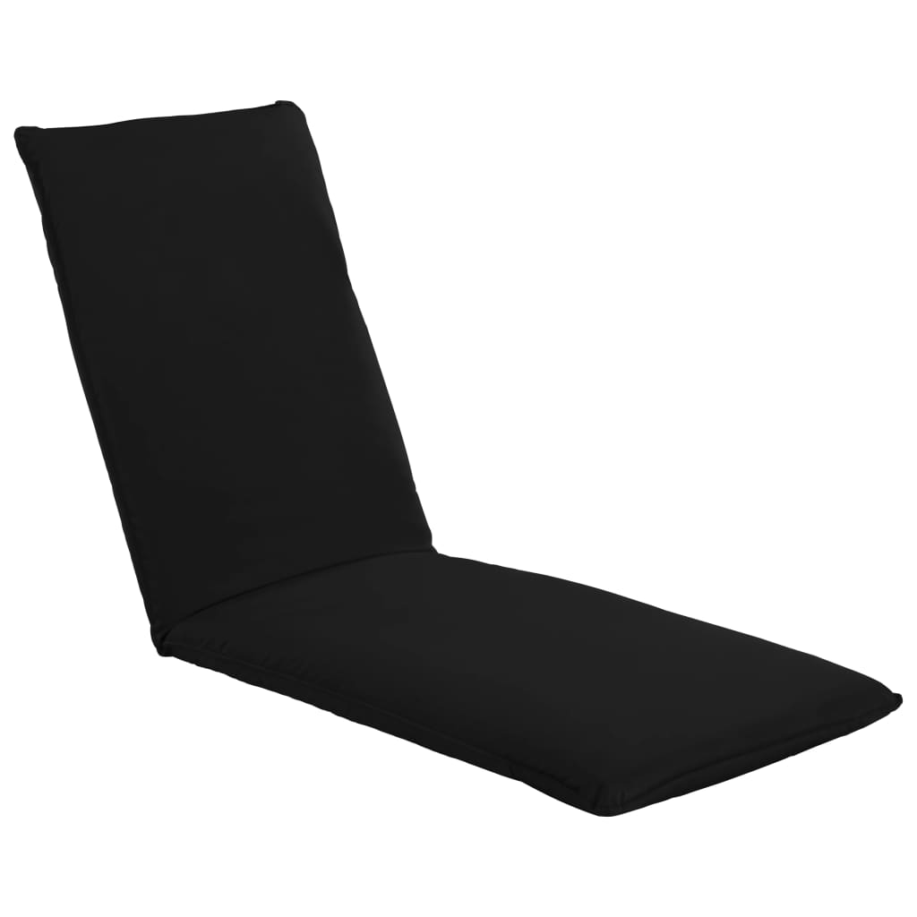 Folding sun lounger in black oxford fabric