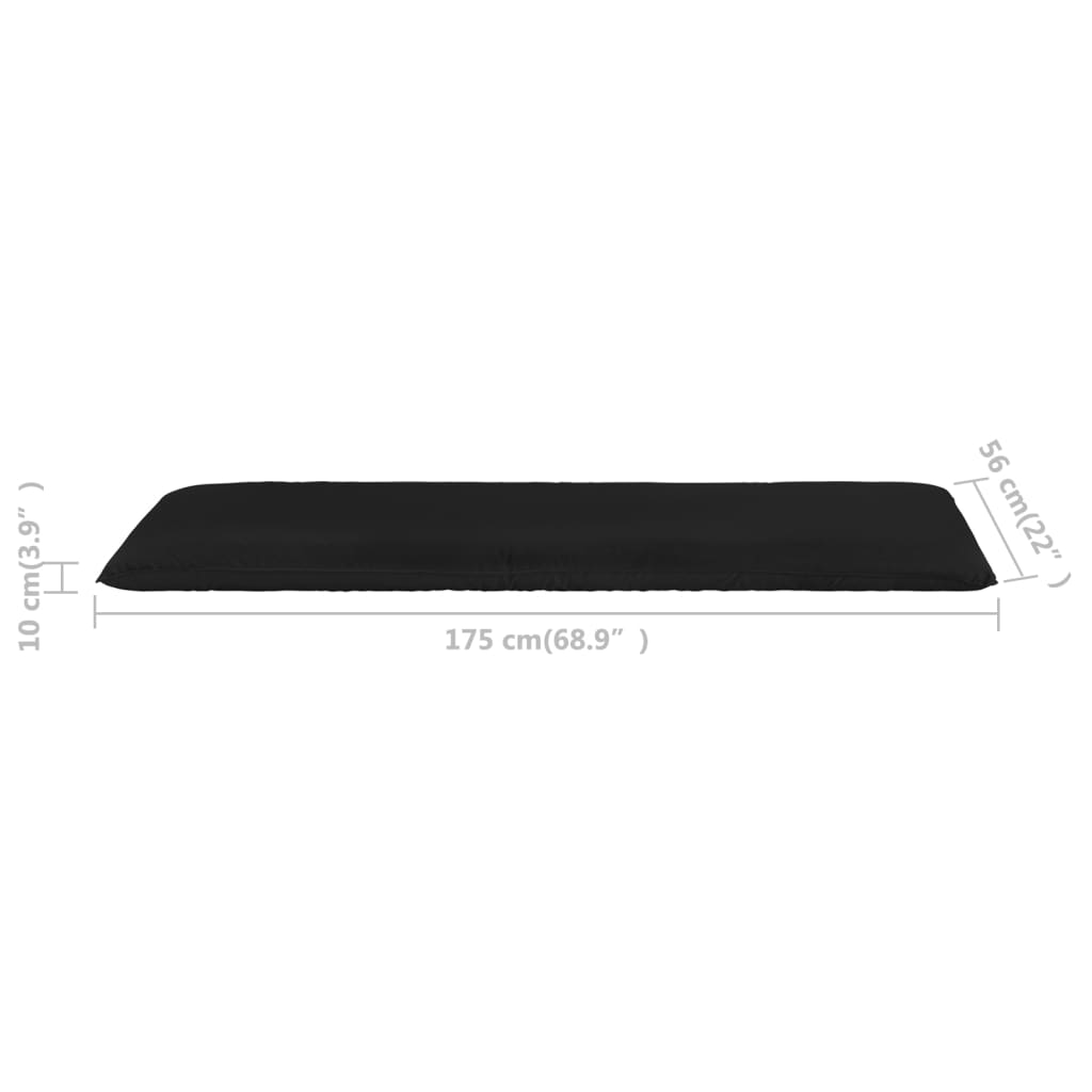 Folding sun lounger in black oxford fabric