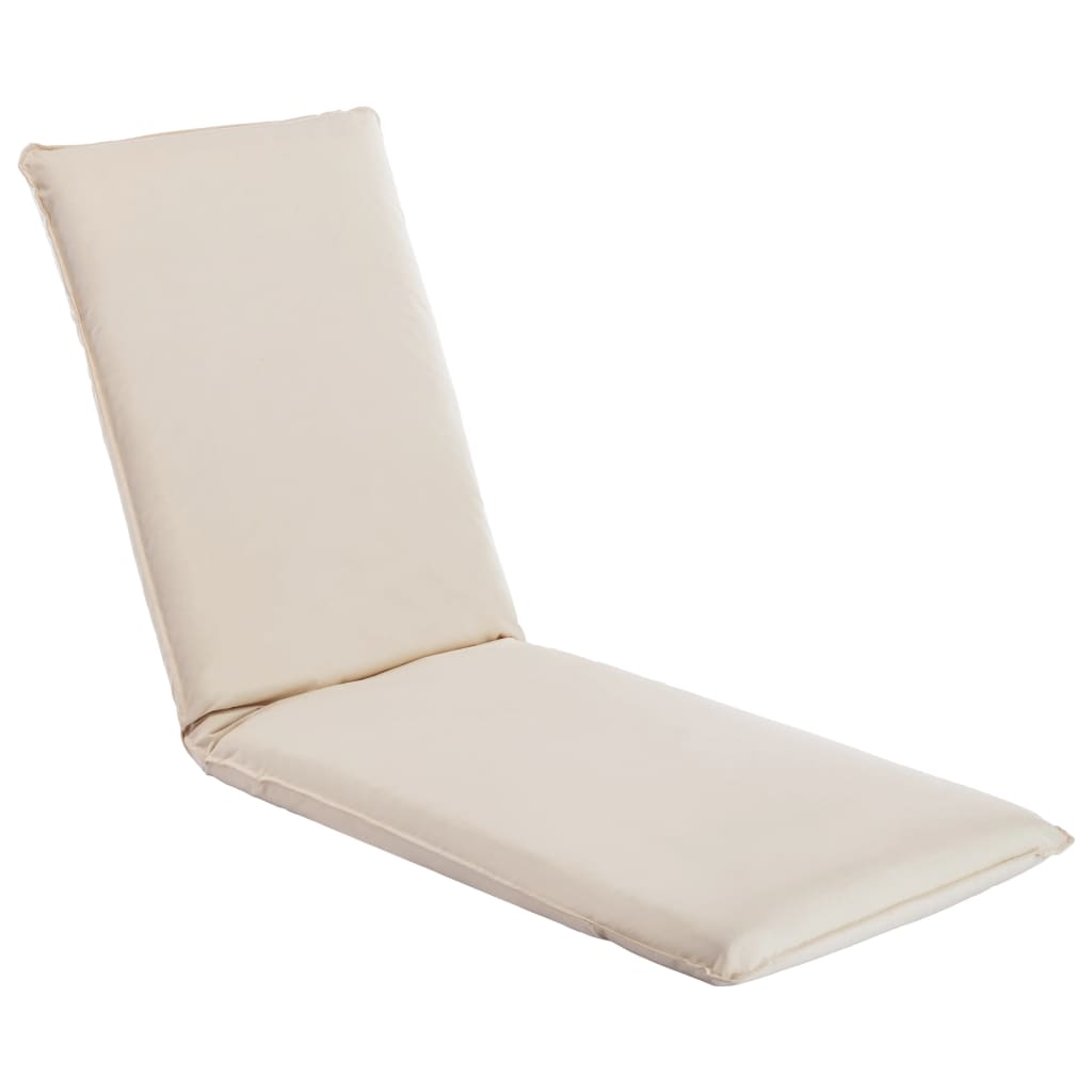 Folding sun lounger in cream white oxford fabric
