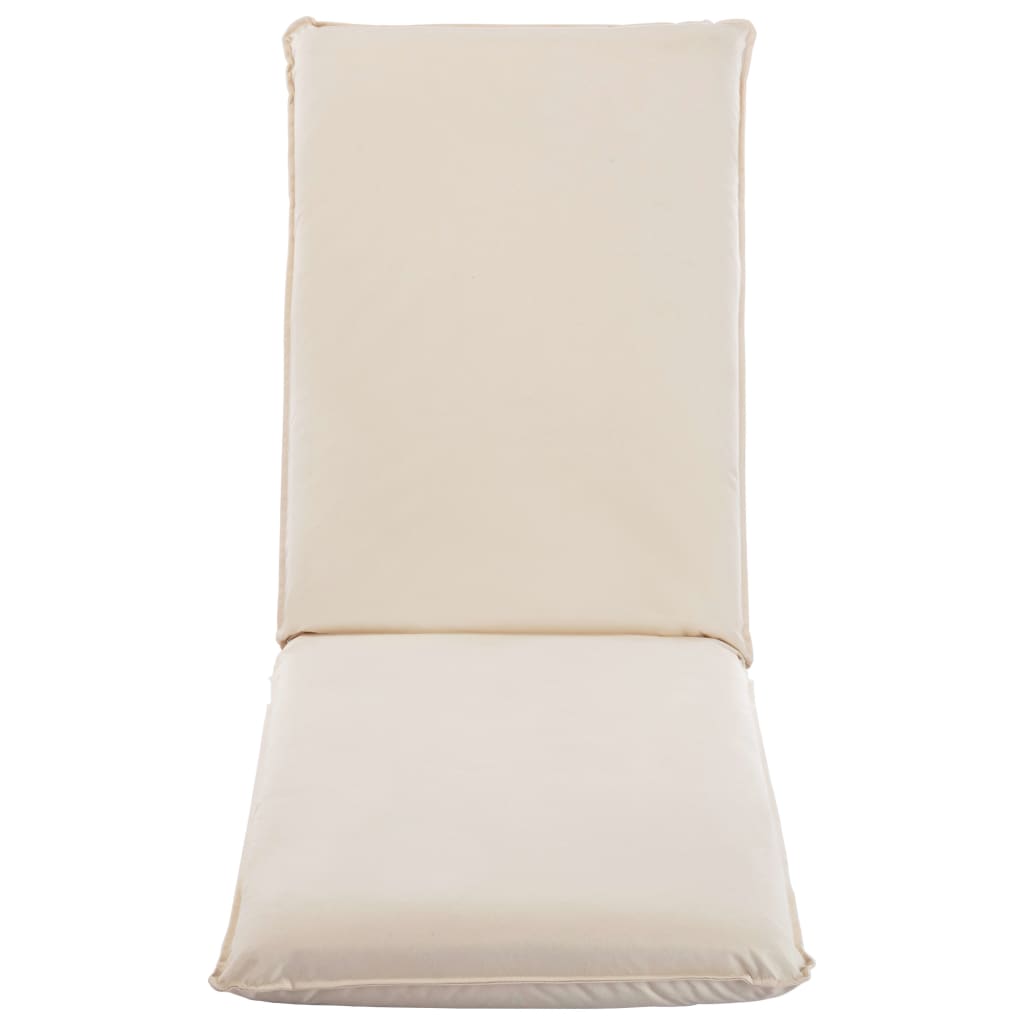 Folding sun lounger in cream white oxford fabric