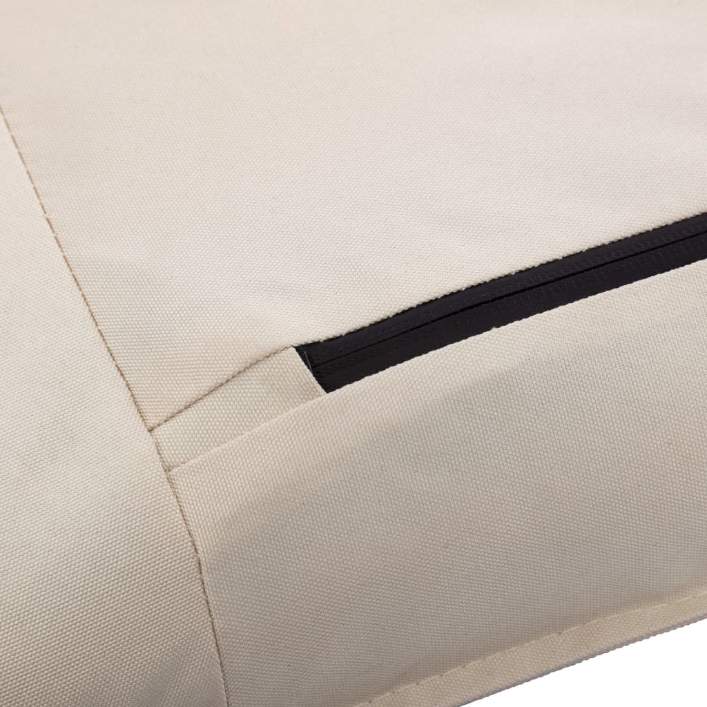 Folding sun lounger in cream white oxford fabric