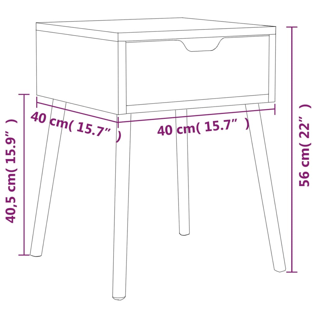 Mesas de cabeceira 2 pcs 40x40x56cm derivados de madeira branco