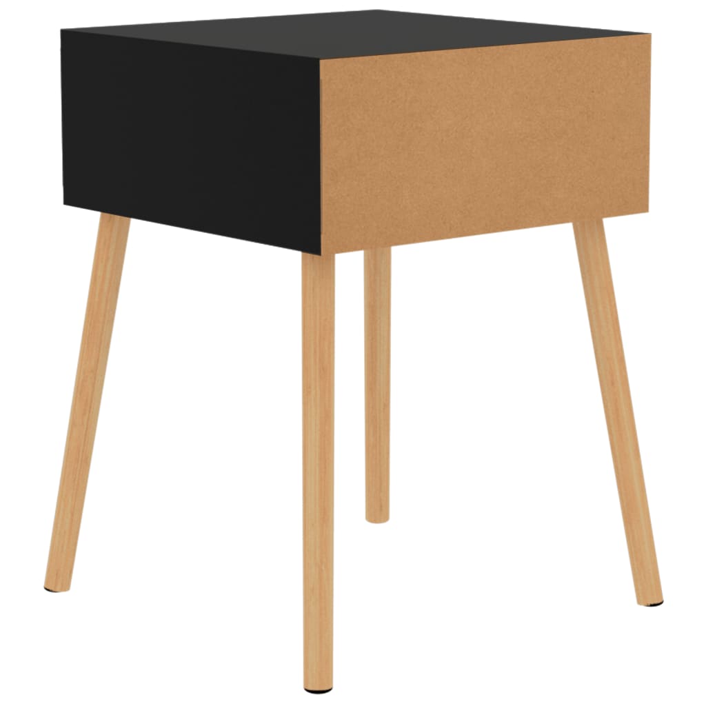 Mesa de cabeceira derivados de madeira preto brilhante